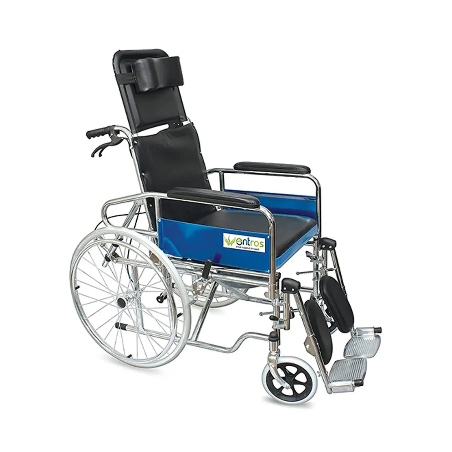 Reclining commode wheelchair with adjustable backrest