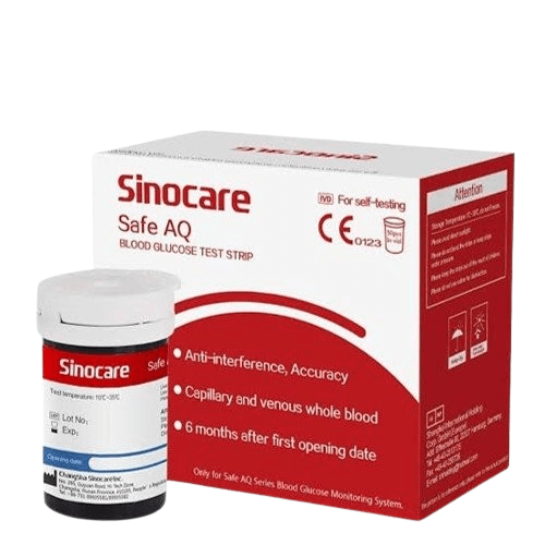 Sinocare Safe AQ Glucometer Test Strips 50's Pack