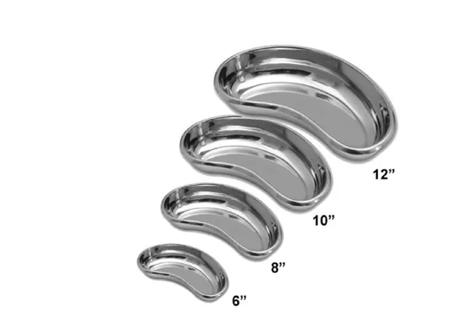 Stainless steel kidney tray emesis basin autoclavable medical tray in multiple sizes