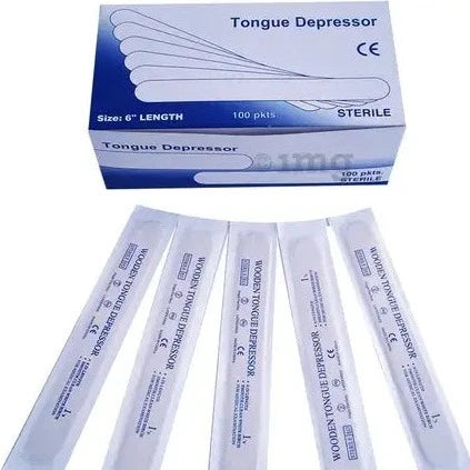 Wooden Tongue Depressor 6" Inch 100 Pcs Pack